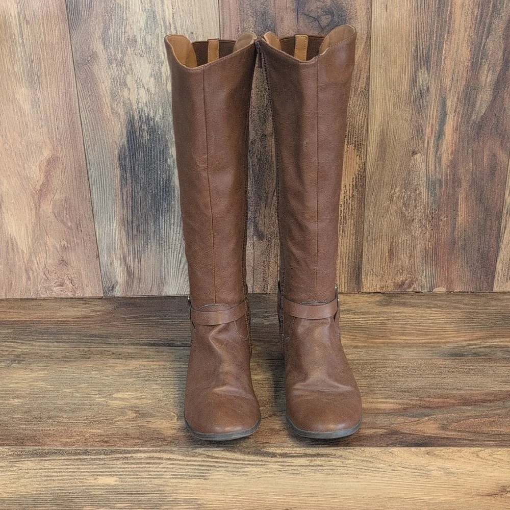 Style & Co. Tan Over the Knee Full Zip Boots 8.5